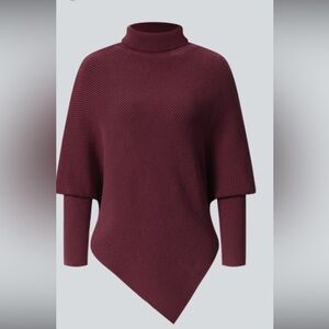 Halara Burgundy/Plum Turtleneck Asymmetric hem Sz Lg